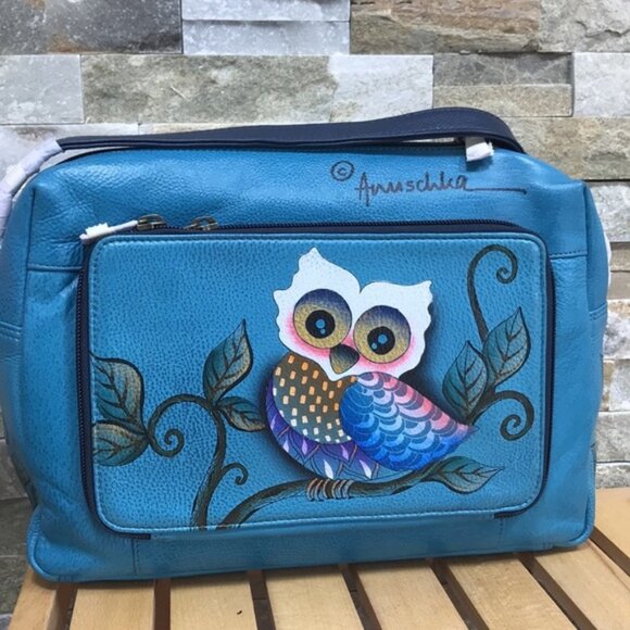 Anuschka Hand-Painted Leather Organizer Satchel - Picture 5 of 6